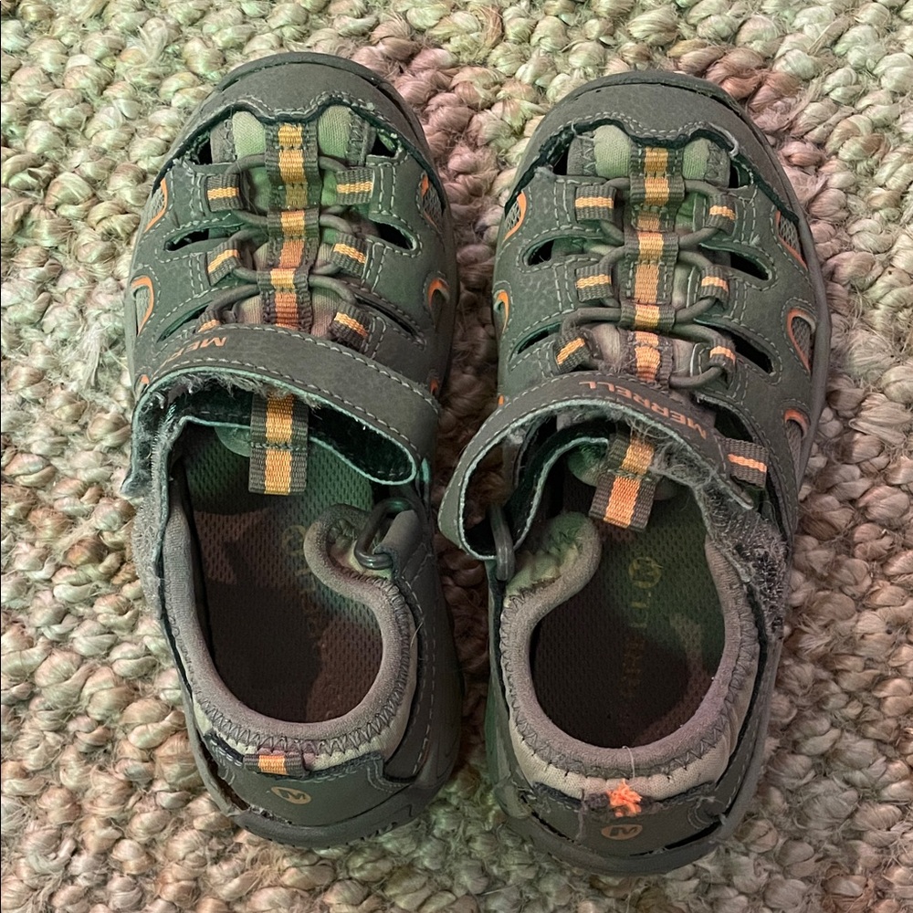 Merrell Kids Green and Yellow Sandals